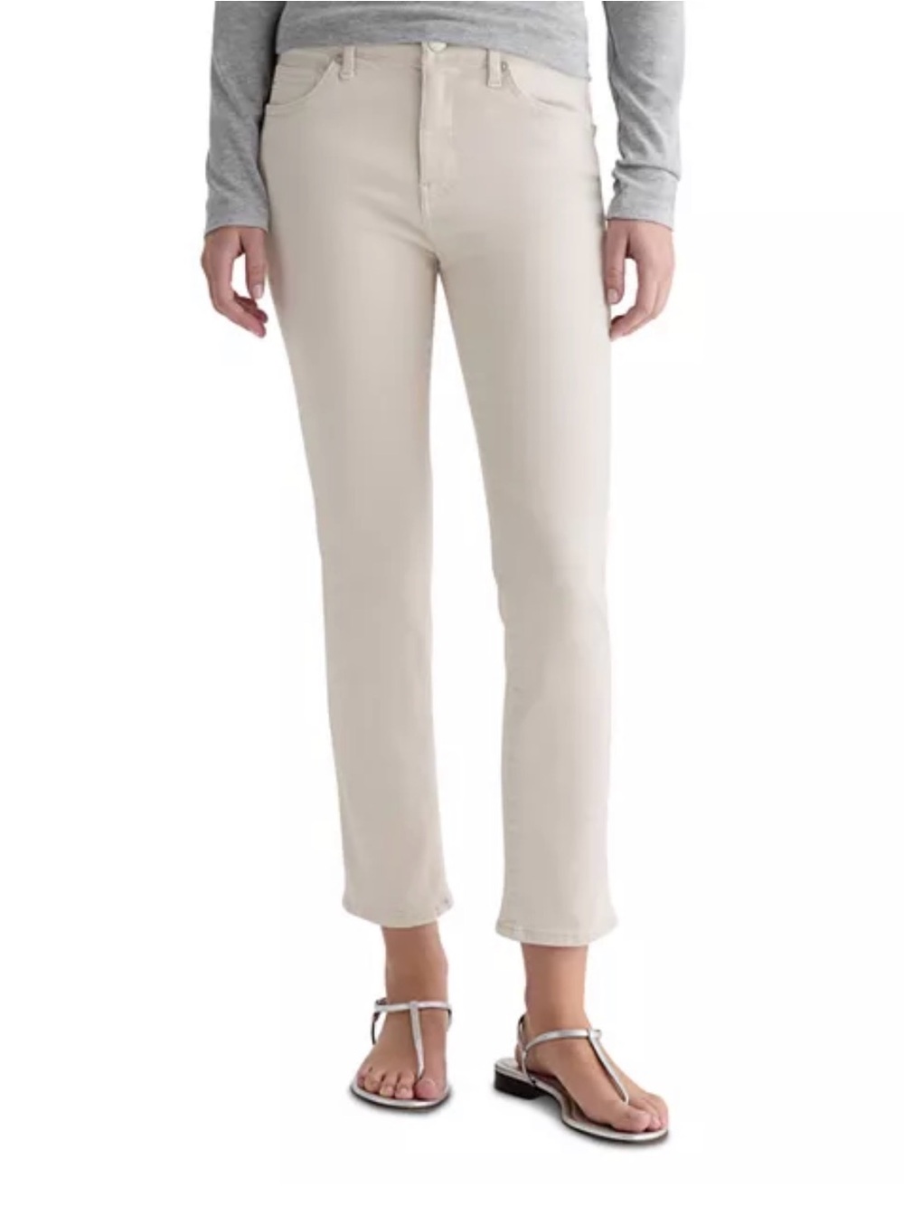AG Adriano Goldschmied Mari Mid Rise Slim Straight Crop Jeans in Pumice Sz 28